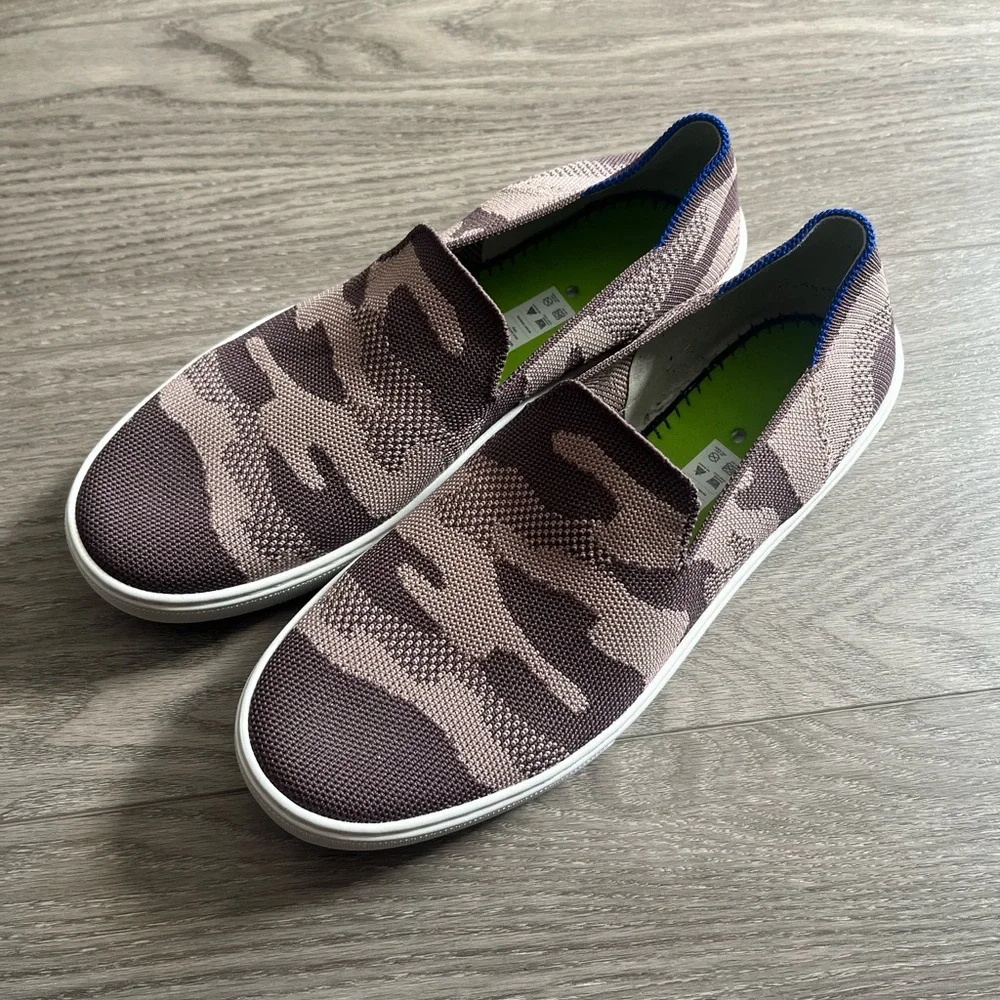 Rothys Camo Slip On Sneakers Taupe Shoes Size 9.5 Women’s Camouflage Shoes boho